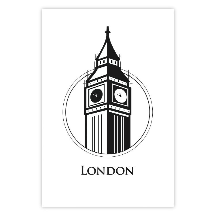 Poster London - black and white composition with Big Ben and English text 114317