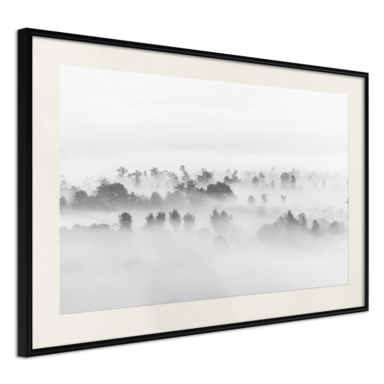 Poster Dense fog - black and white landscape overlooking misty treetops 114917 additionalImage 3