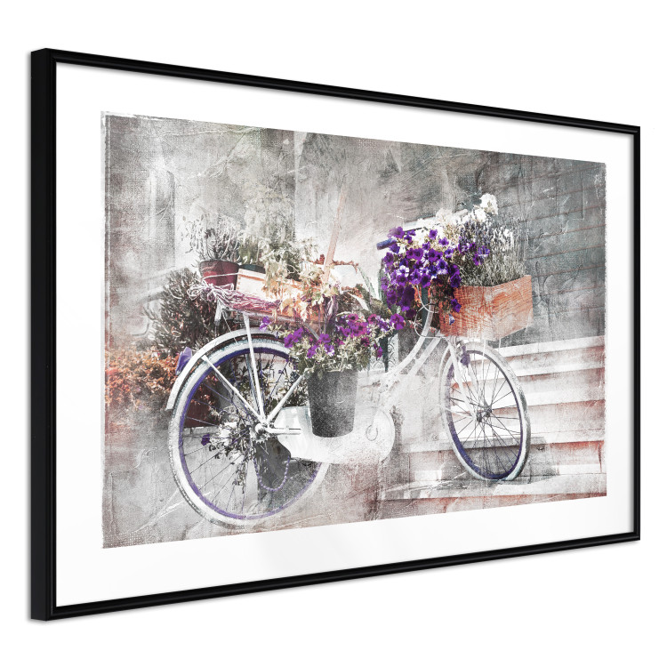 Wall Poster Flowery Bicycle - colorful composition on a retro-style staircase background 116417 additionalImage 11