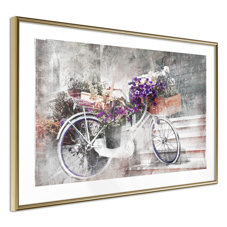 Wall Poster Flowery Bicycle - colorful composition on a retro-style staircase background 116417 additionalImage 8