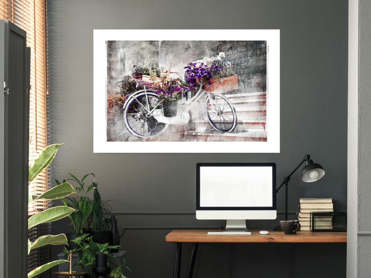 Wall Poster Flowery Bicycle - colorful composition on a retro-style staircase background 116417 additionalImage 4