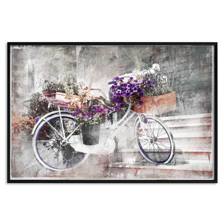 Wall Poster Flowery Bicycle - colorful composition on a retro-style staircase background 116417 additionalImage 19