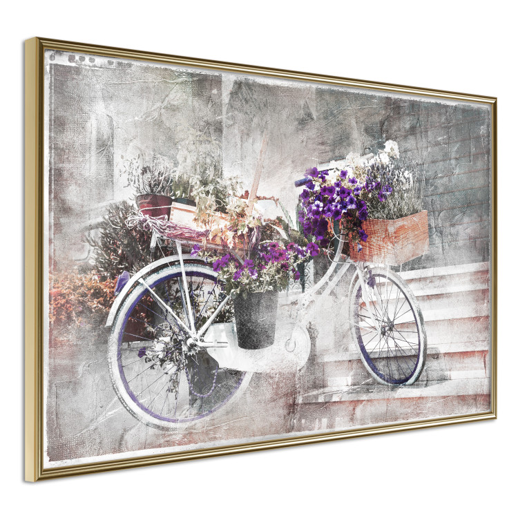 Wall Poster Flowery Bicycle - colorful composition on a retro-style staircase background 116417 additionalImage 14