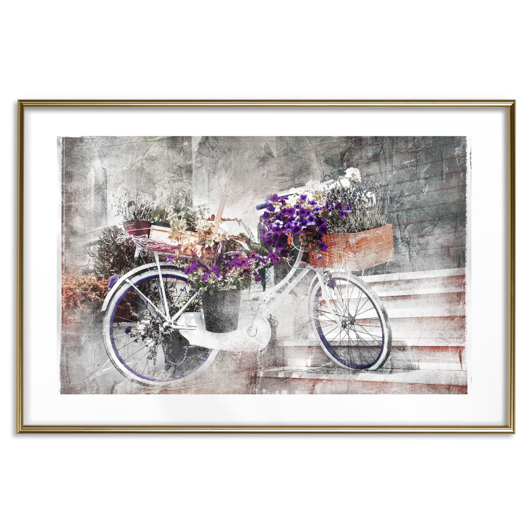 Wall Poster Flowery Bicycle - colorful composition on a retro-style staircase background 116417 additionalImage 20