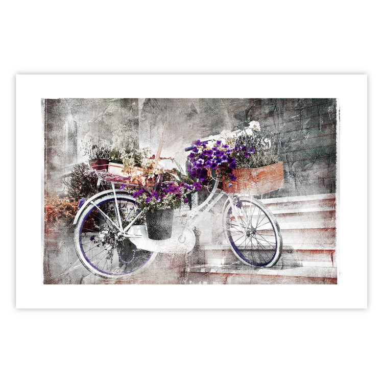 Wall Poster Flowery Bicycle - colorful composition on a retro-style staircase background 116417 additionalImage 18