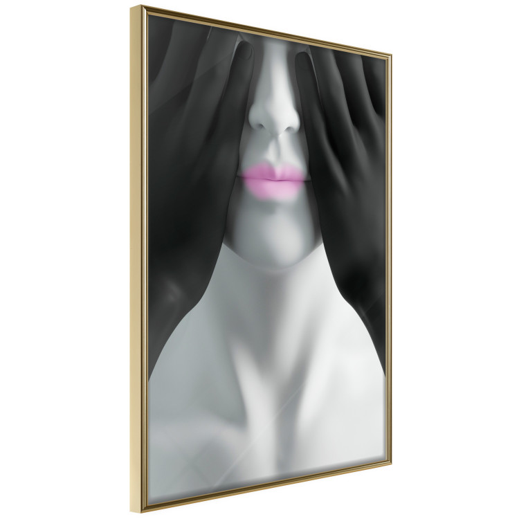 Wall Poster Mannequin - black and white abstraction with a woman's face with pink lips 117017 additionalImage 11