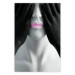 Wall Poster Mannequin - black and white abstraction with a woman's face with pink lips 117017
