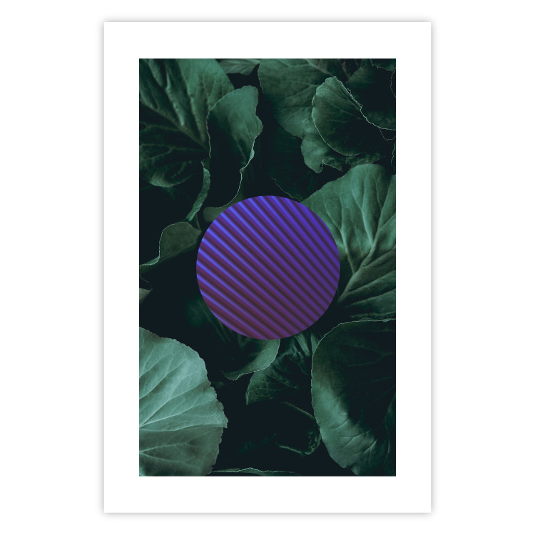 Poster Botanical Abstraction - circle in geometric pattern on background of large leaves 117217 additionalImage 18
