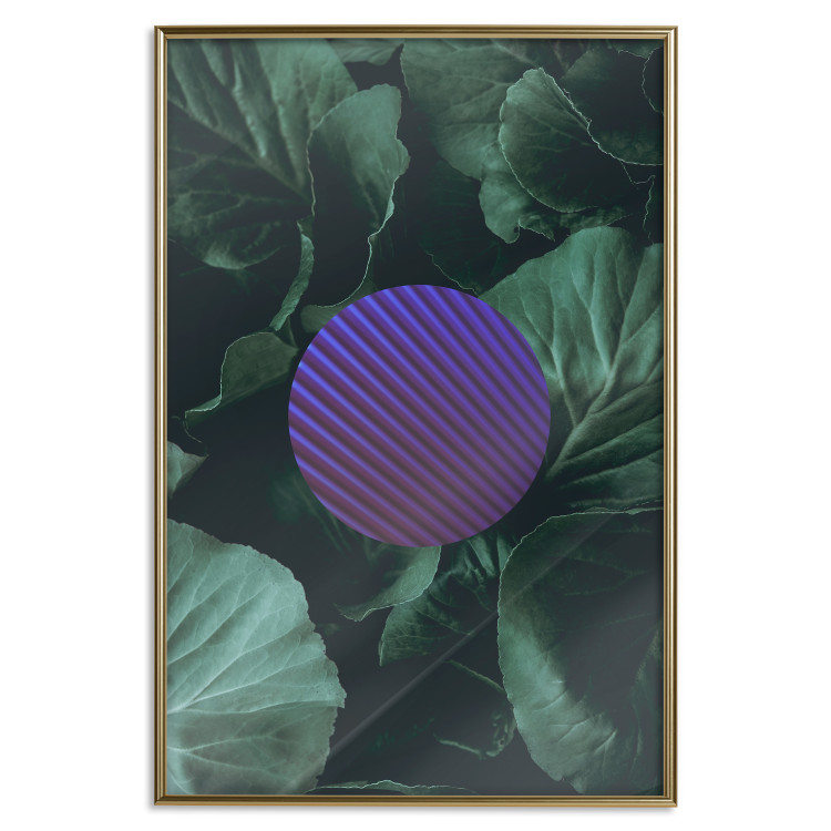 Poster Botanical Abstraction - circle in geometric pattern on background of large leaves 117217 additionalImage 14
