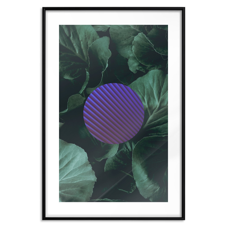 Poster Botanical Abstraction - circle in geometric pattern on background of large leaves 117217 additionalImage 16