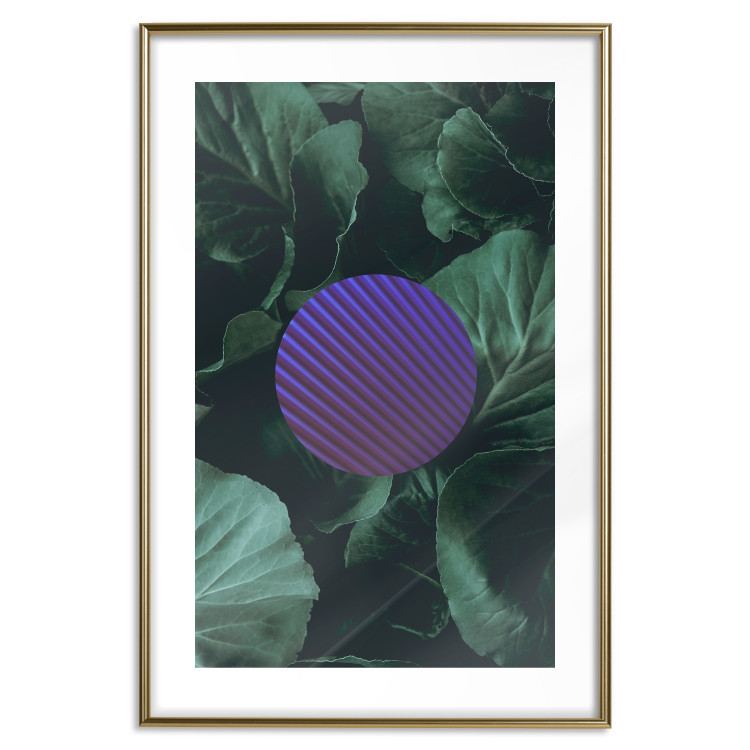 Poster Botanical Abstraction - circle in geometric pattern on background of large leaves 117217 additionalImage 17