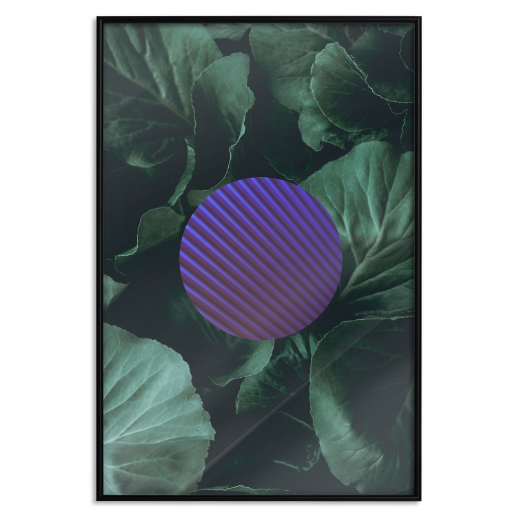 Poster Botanical Abstraction - circle in geometric pattern on background of large leaves 117217 additionalImage 15