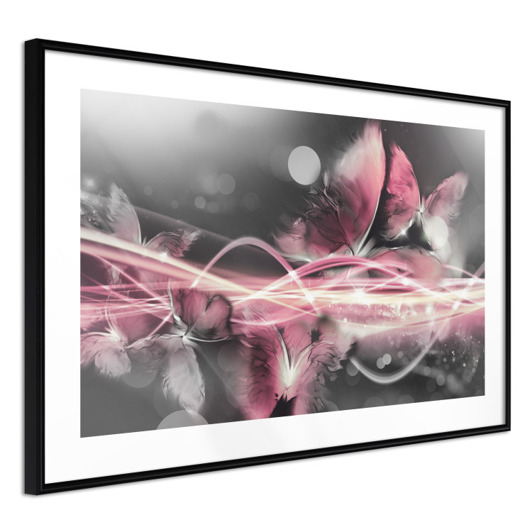Poster Flame of Butterflies - radiant abstraction with silver and pink insects 118417 additionalImage 13