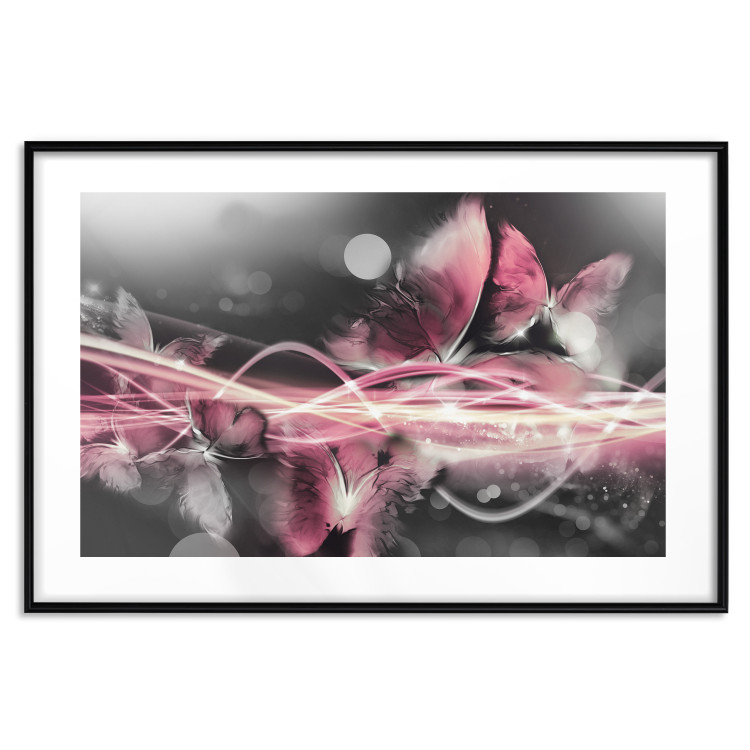 Poster Flame of Butterflies - radiant abstraction with silver and pink insects 118417 additionalImage 17