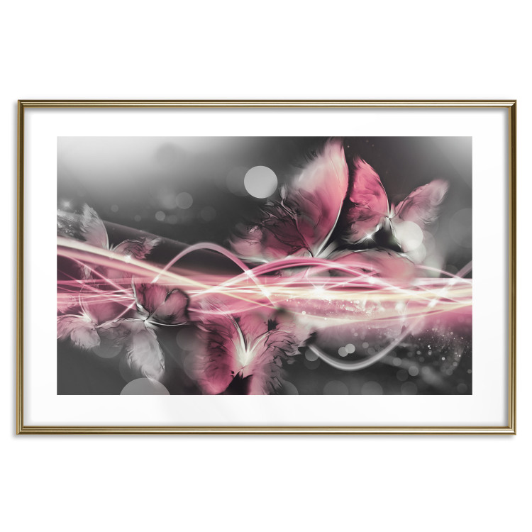 Poster Flame of Butterflies - radiant abstraction with silver and pink insects 118417 additionalImage 16