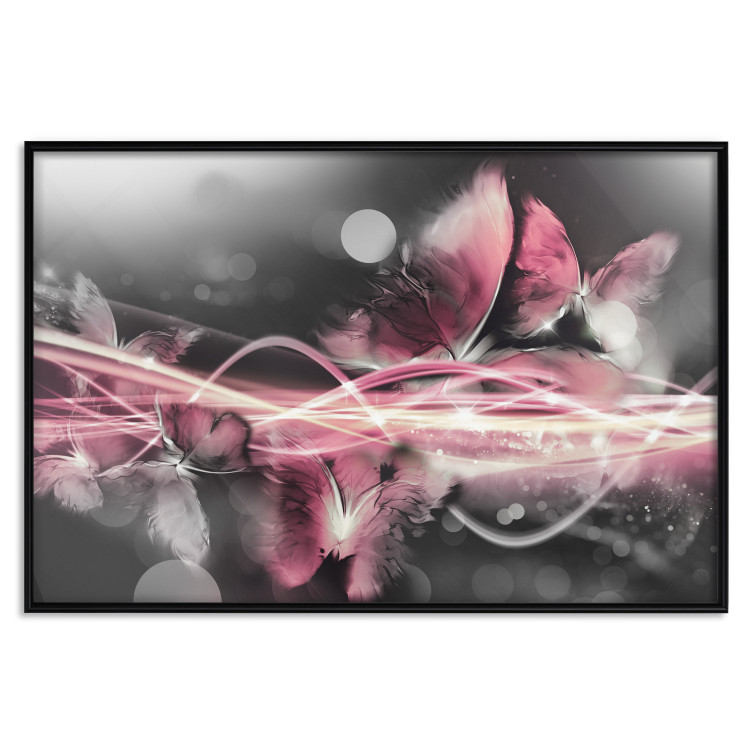 Poster Flame of Butterflies - radiant abstraction with silver and pink insects 118417 additionalImage 24