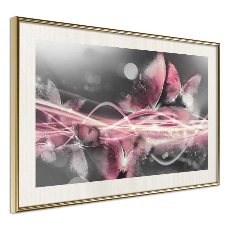 Poster Flame of Butterflies - radiant abstraction with silver and pink insects 118417 additionalImage 2
