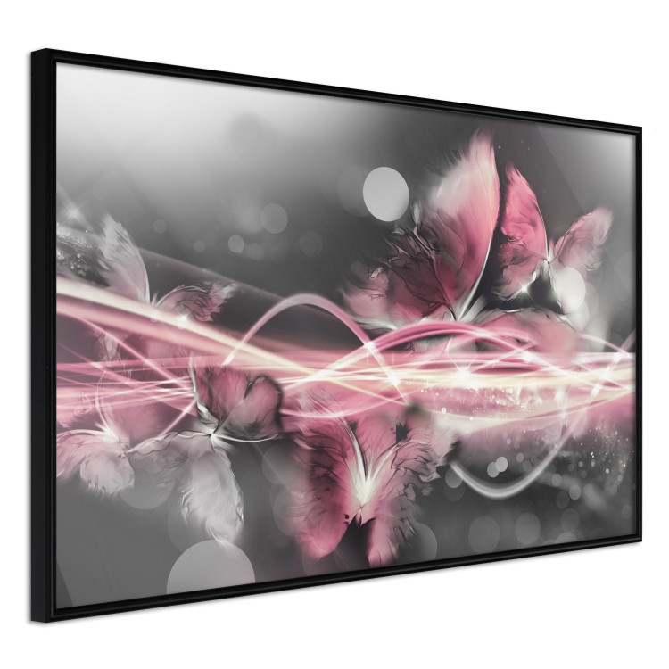Poster Flame of Butterflies - radiant abstraction with silver and pink insects 118417 additionalImage 12