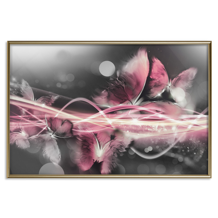 Poster Flame of Butterflies - radiant abstraction with silver and pink insects 118417 additionalImage 20