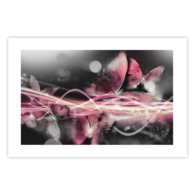 Poster Flame of Butterflies - radiant abstraction with silver and pink insects 118417 additionalImage 25
