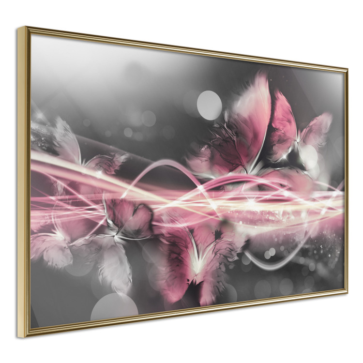 Poster Flame of Butterflies - radiant abstraction with silver and pink insects 118417 additionalImage 14