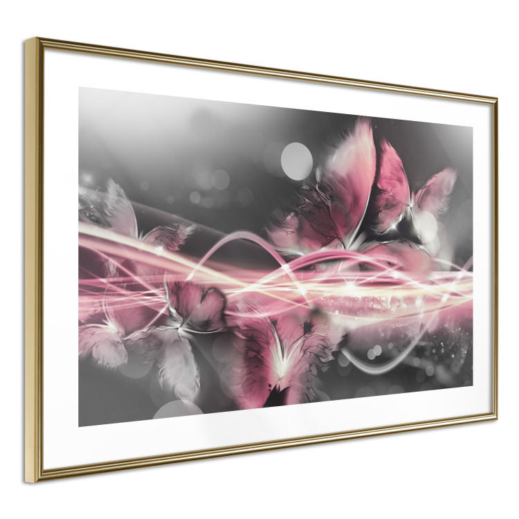 Poster Flame of Butterflies - radiant abstraction with silver and pink insects 118417 additionalImage 8