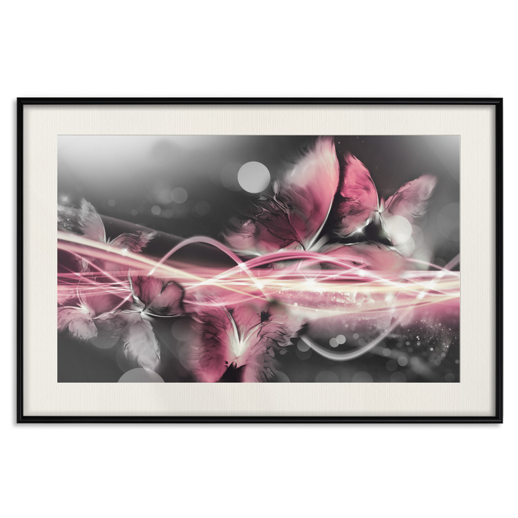 Poster Flame of Butterflies - radiant abstraction with silver and pink insects 118417 additionalImage 18