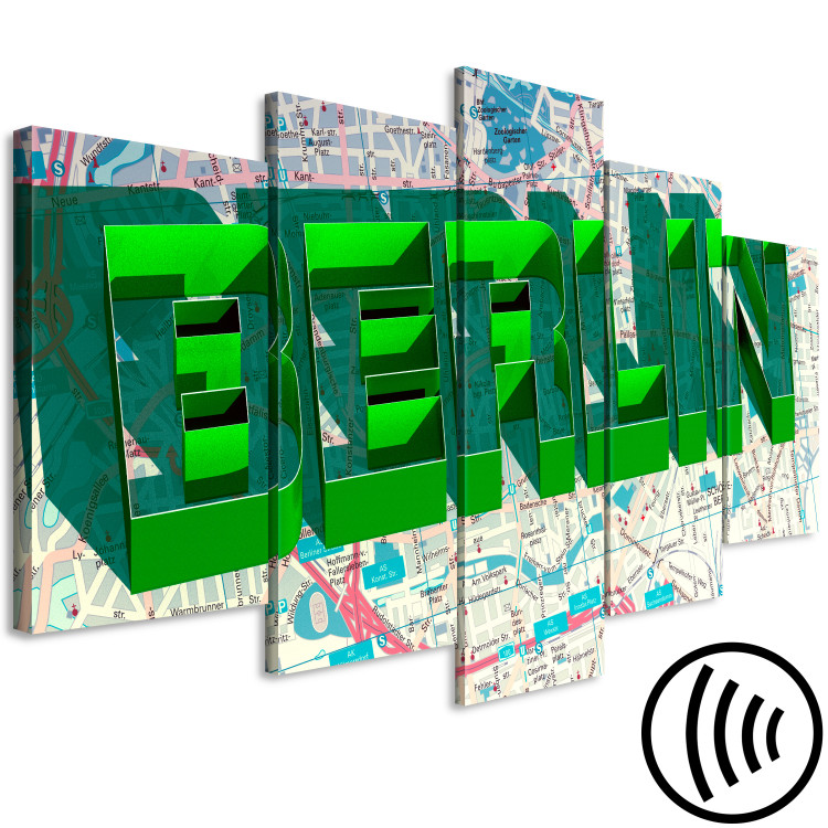 Canvas Print Green capital - 3D Berlin inscription on the colorful city map 122217 additionalImage 6