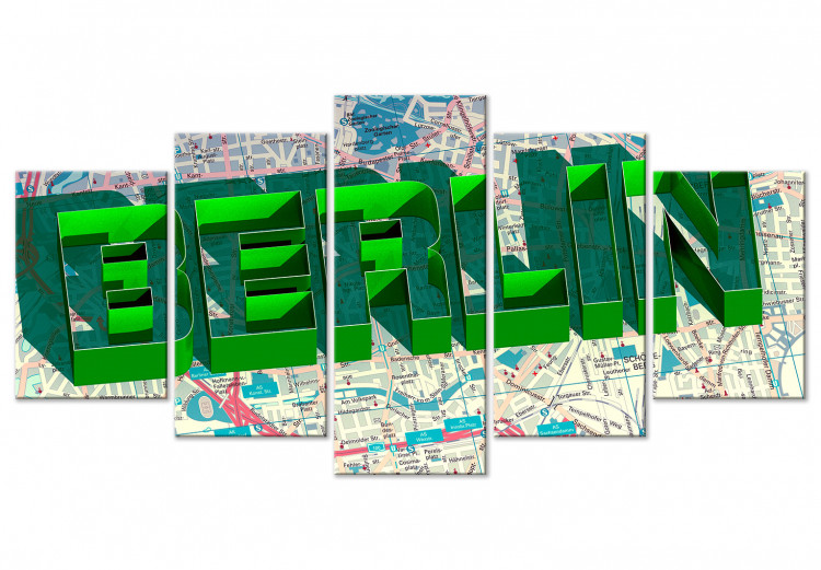 Canvas Print Green capital - 3D Berlin inscription on the colorful city map 122217