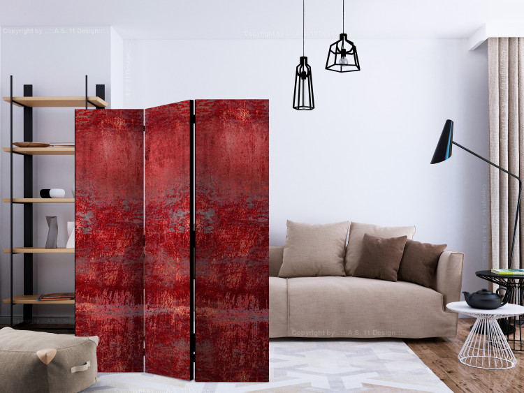 Room Divider Screen Carmine Concert - uneven red metal texture in a retro style 123017 additionalImage 4
