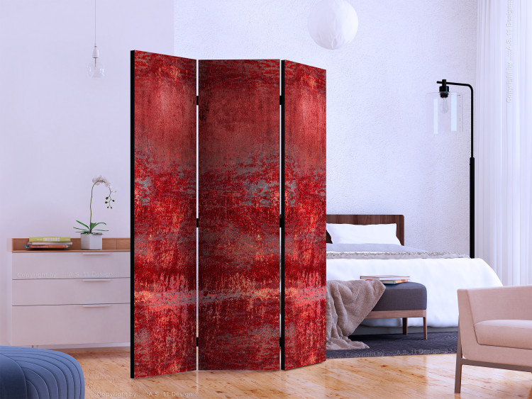 Room Divider Screen Carmine Concert - uneven red metal texture in a retro style 123017 additionalImage 2