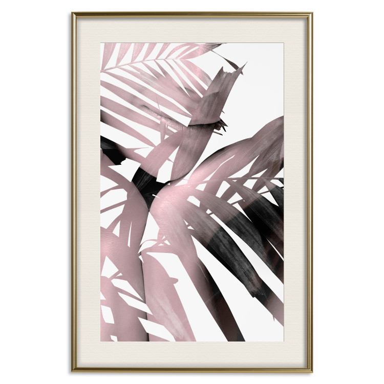 Poster Sensual Words - brown palm leaves with bright highlights on white background 123517 additionalImage 21