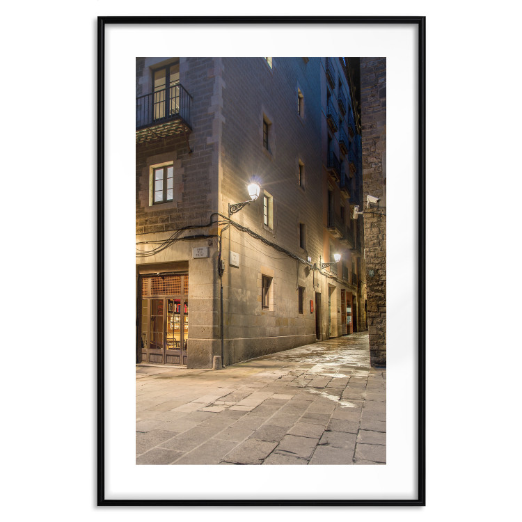 Wall Poster Charming Alley - illuminated architecture of stone buildings at night 123617 additionalImage 15