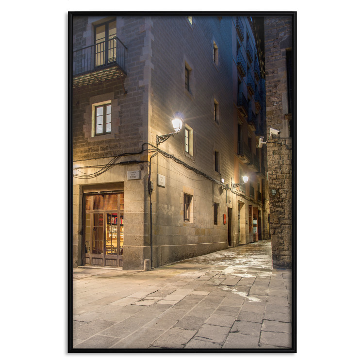 Wall Poster Charming Alley - illuminated architecture of stone buildings at night 123617 additionalImage 18