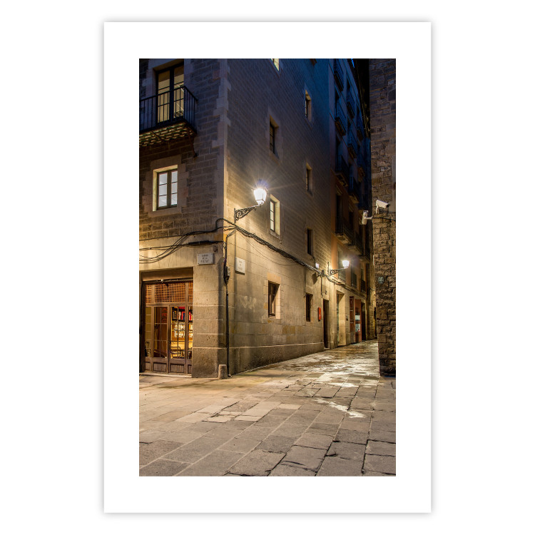 Wall Poster Charming Alley - illuminated architecture of stone buildings at night 123617 additionalImage 19