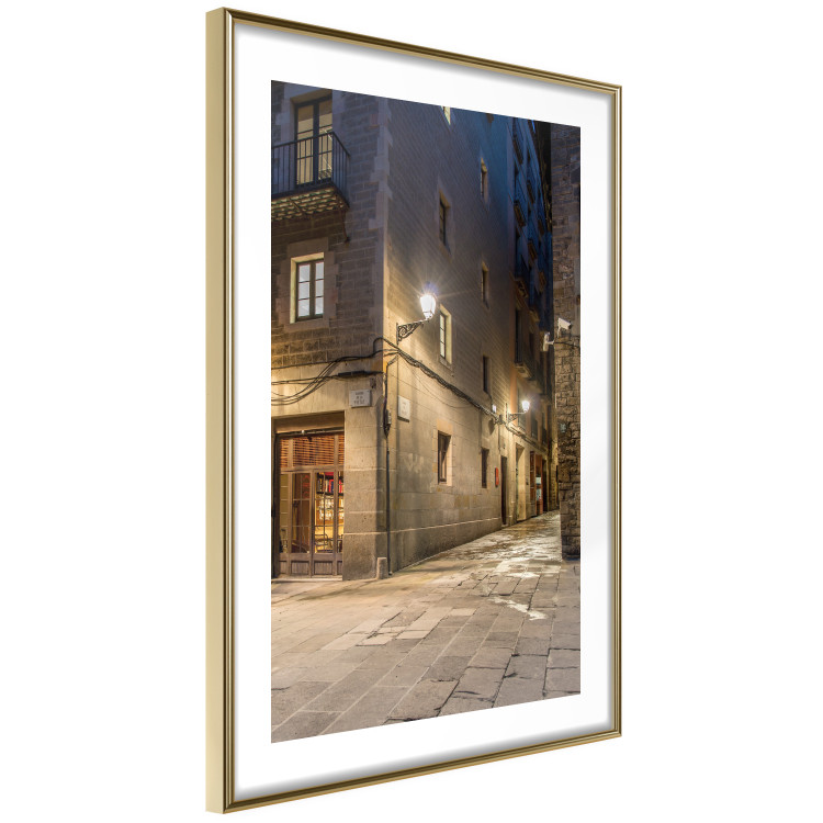 Wall Poster Charming Alley - illuminated architecture of stone buildings at night 123617 additionalImage 4