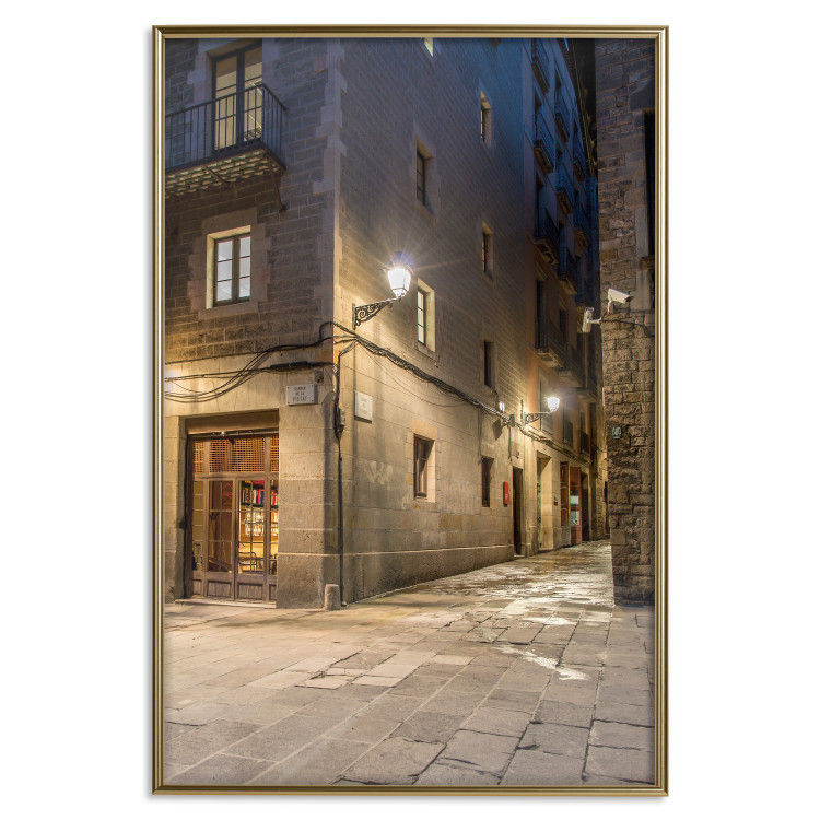 Wall Poster Charming Alley - illuminated architecture of stone buildings at night 123617 additionalImage 16