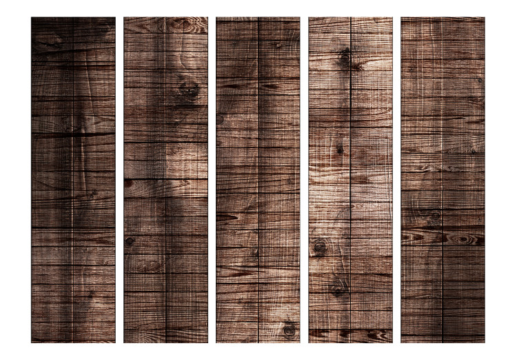 Room Divider Dark Brown Boards II - texture of a wooden board in retro style 124017 additionalImage 3
