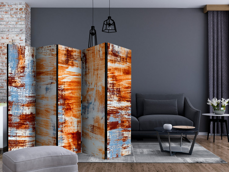 Room Divider Screen Corrosion II (5-piece) - composition with a worn metal texture 124317 additionalImage 4