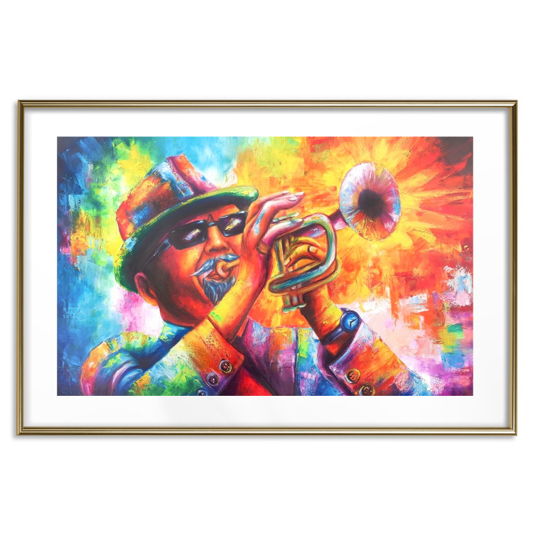 Poster Trumpeter - abstract colorful man playing music on trumpet 127817 additionalImage 14