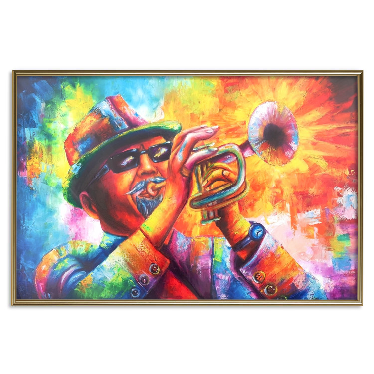 Poster Trumpeter - abstract colorful man playing music on trumpet 127817 additionalImage 17