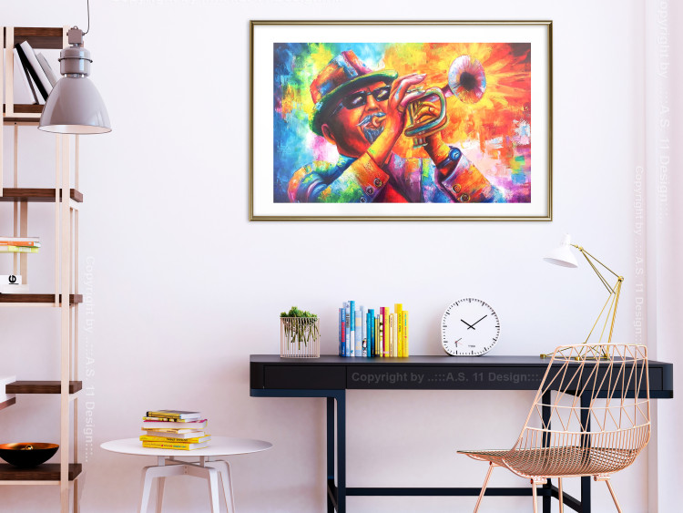 Poster Trumpeter - abstract colorful man playing music on trumpet 127817 additionalImage 13