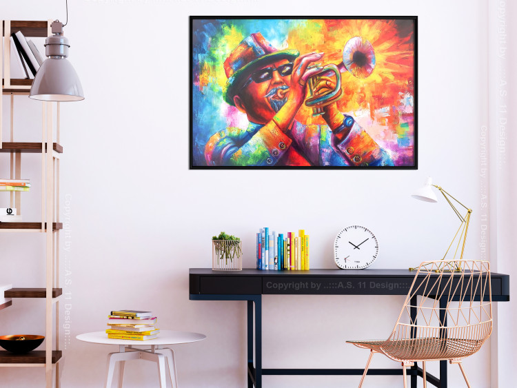 Poster Trumpeter - abstract colorful man playing music on trumpet 127817 additionalImage 4