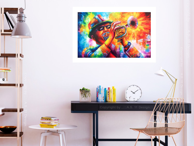 Poster Trumpeter - abstract colorful man playing music on trumpet 127817 additionalImage 3
