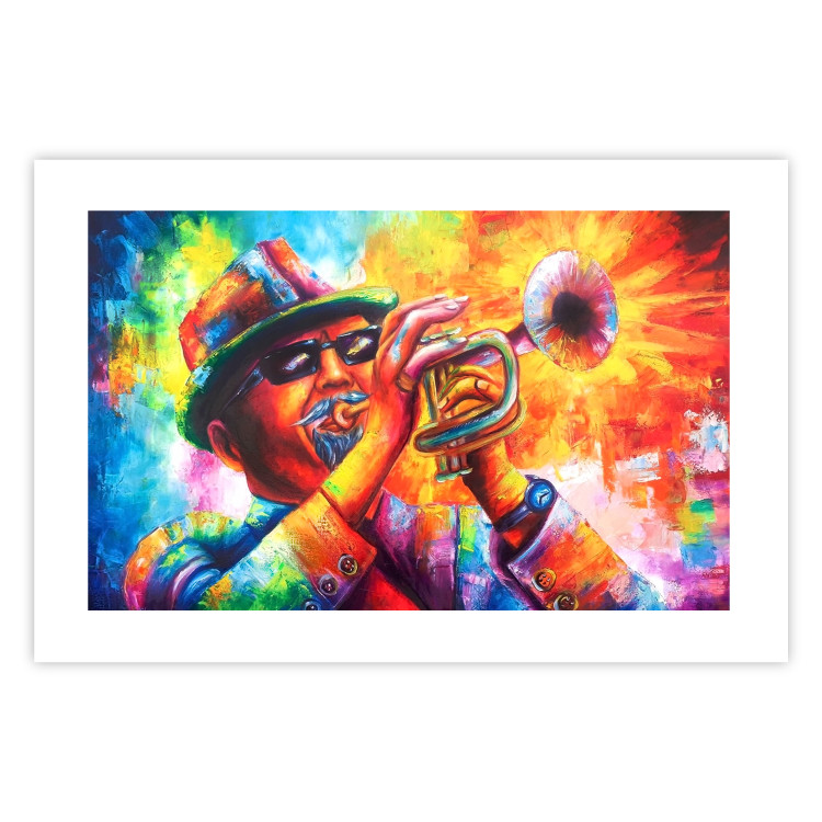 Poster Trumpeter - abstract colorful man playing music on trumpet 127817 additionalImage 19