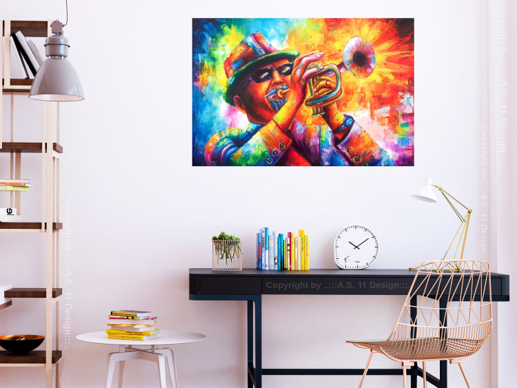 Poster Trumpeter - abstract colorful man playing music on trumpet 127817 additionalImage 2