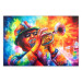 Poster Trumpeter - abstract colorful man playing music on trumpet 127817