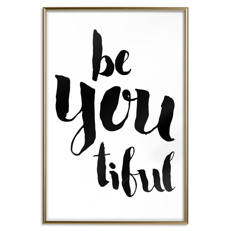 Wall Poster Be-you-tiful - simple black and white composition with English quotes 128917 additionalImage 21