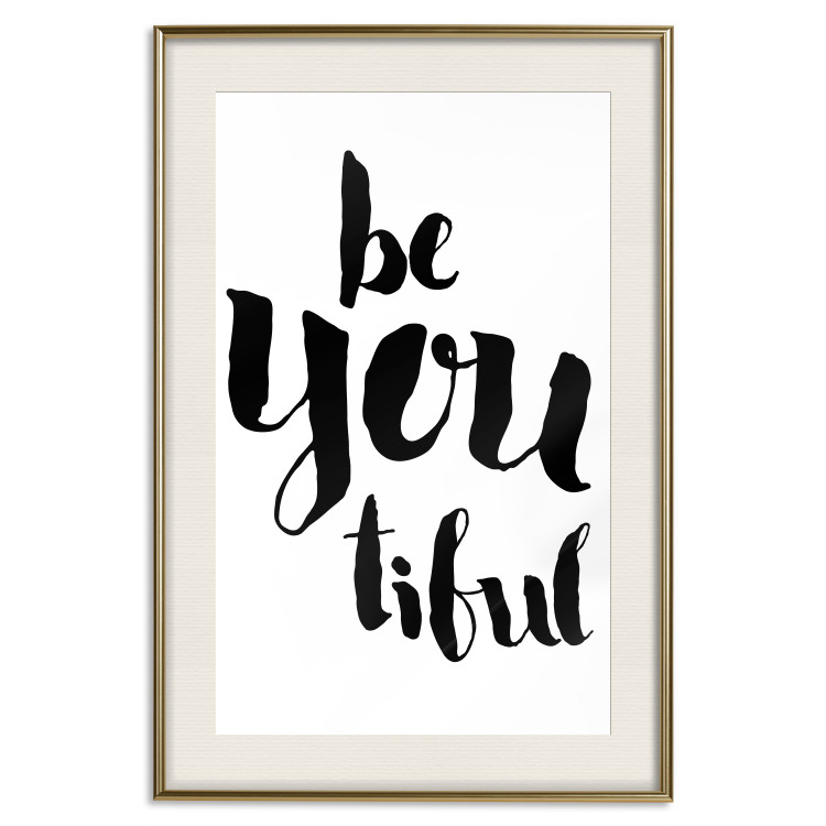 Wall Poster Be-you-tiful - simple black and white composition with English quotes 128917 additionalImage 20
