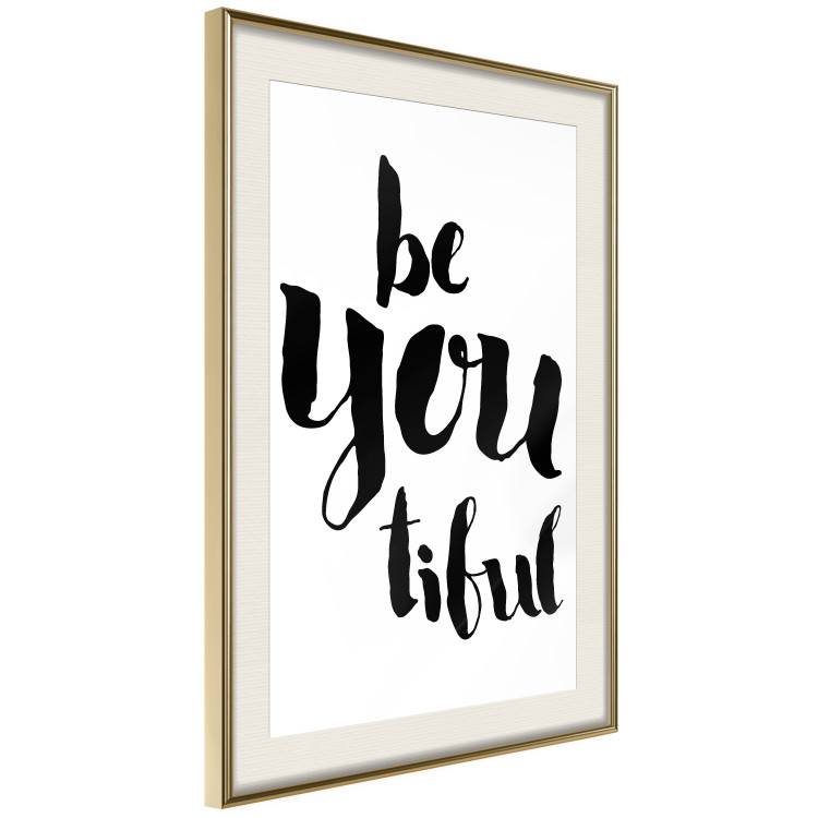 Wall Poster Be-you-tiful - simple black and white composition with English quotes 128917 additionalImage 3